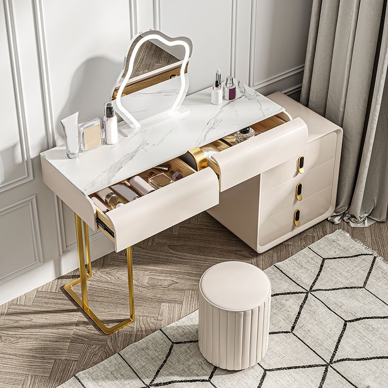 Glam Slate Top Make -up Eitelkeitstisch Tabelle 30,7 "großer beige Schminktisch