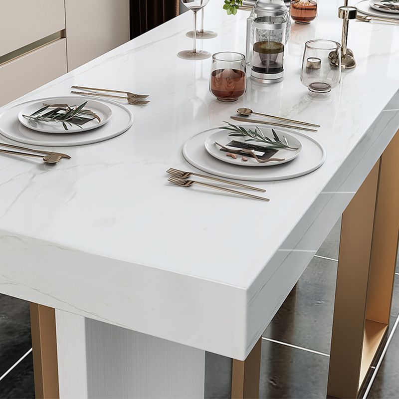 Mesa de bar rectangular Glam, mesa con pedestal doble de mármol para interiores