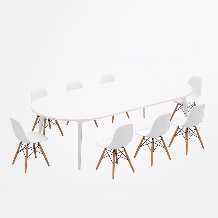 Escritorio de oficina de madera contemporánea Base de escritura ovalada