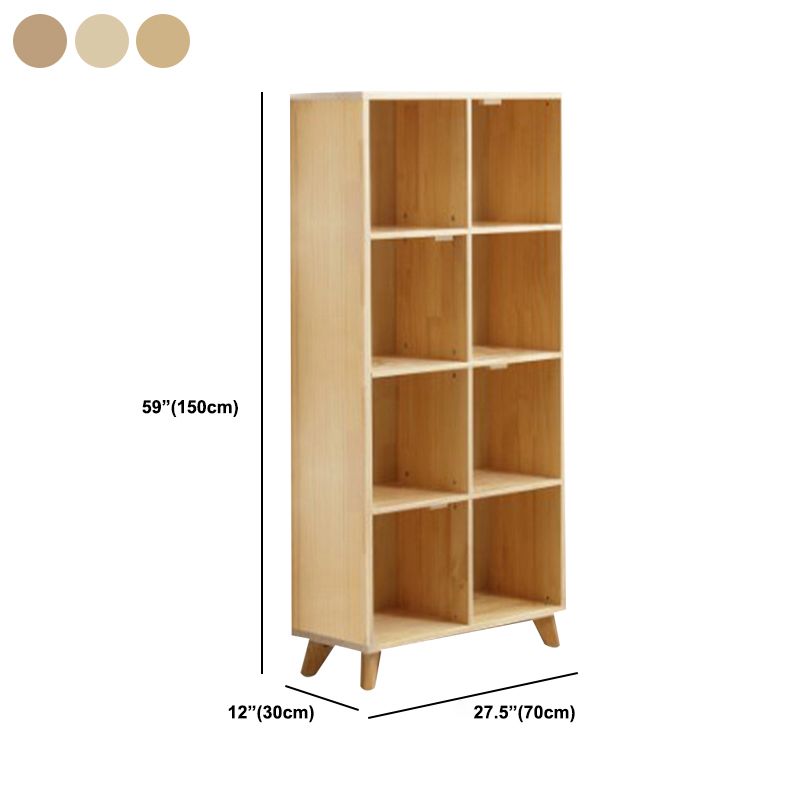 Natural Pine Bookshelf Modern Closed Back Bookcase with Shelves