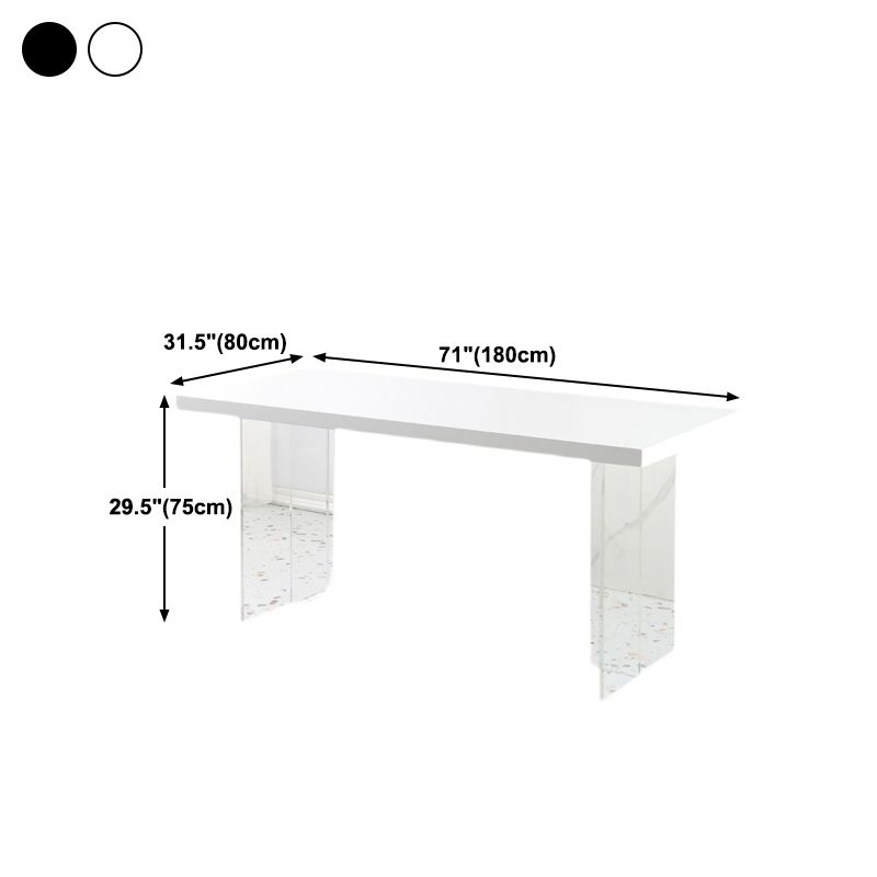 Transparent Base Double Pedestal Table Modern Stone Top Dinner Table Kitchen Home Clearhalo 'Dining Tables & Seating' 'Dining Tables' 'dining_table' 'furn' 'furn_dining_table' 'Furniture' 'furniture_dining_table' 'Kitchen & Dining Furniture' 'kitchen' 'kitchen_dining_table' 1200x1200_ae6862a3-2112-40de-bcb4-52e88625e8a5