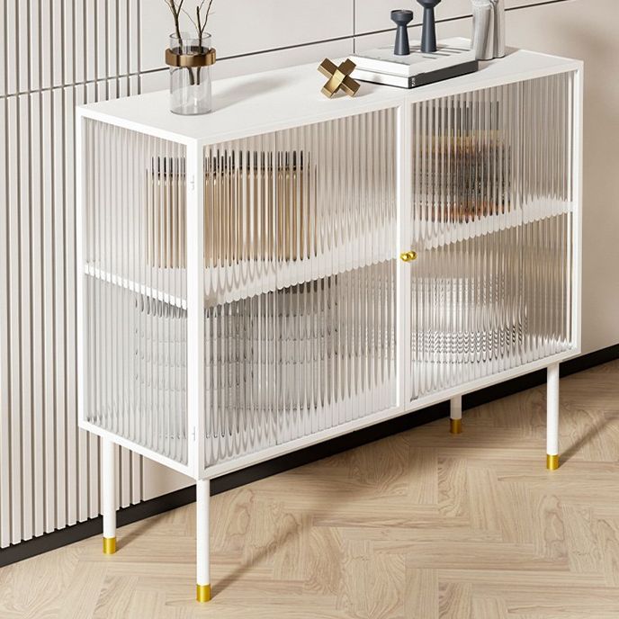 Glam Style Kitchen Buffet Server Glass 2 Door 39.5"L Metal Frame Dining Server Clearhalo 'buffet_sideboard' 'Buffets & Sideboards' 'furn' 'furn_buffet_sideboard' 'Furniture' 'Kitchen & Dining Furniture' 1200x1200_ae6a8a97-093f-4510-a2b2-f0b1f4be92cd