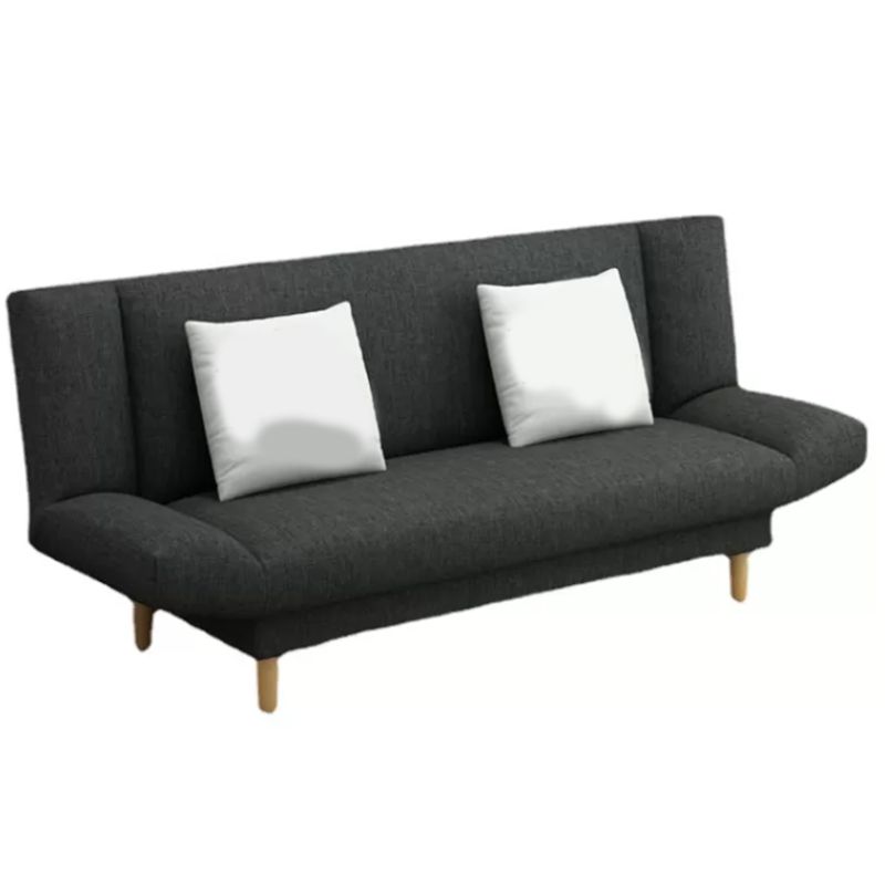 Linen Armless Sleeper with 2 Pillows Back for Apartment and Living Room