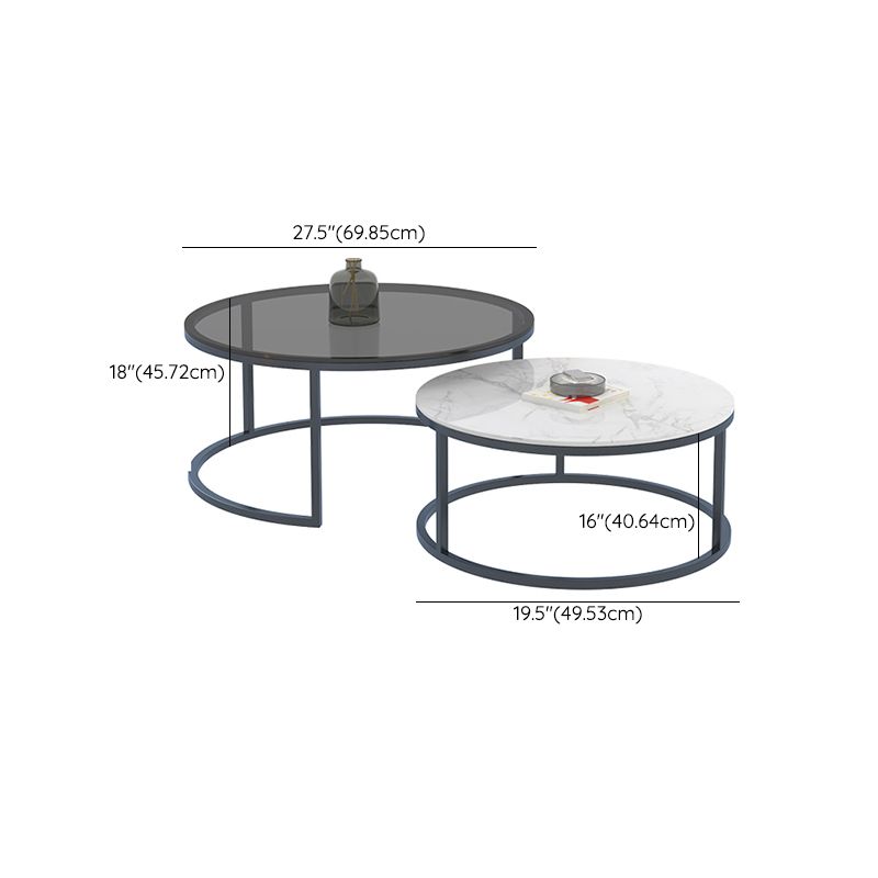 Round Nesting Coffee Table Set Frame Modern Coffee Table with Storage Clearhalo 'Coffee & Accent Tables' 'Coffee Tables' 'coffee_tables' 'furn' 'furn_coffee_tables' 'Furniture' 'Living Room Furniture' 1200x1200_ae6c97be-66fc-4e7b-a263-40dae5c7fd4b