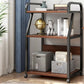 Contemporary Style Bookshelf Casters Bookcase for Study Room and Office