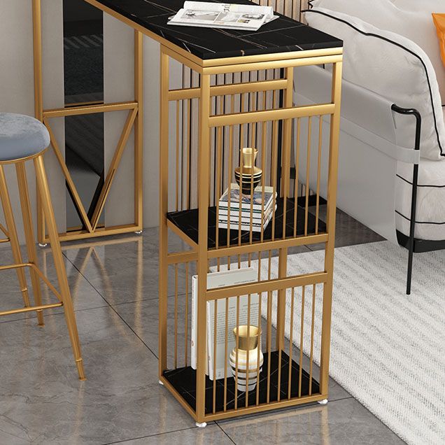 Rettangolo soggiorno da bar per pub tavolo in pietra e scrivania da bar di bistrot metallico con archiviazione