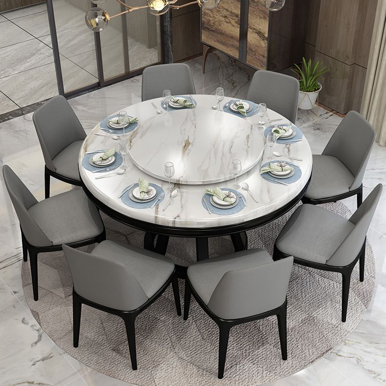 Simplicity Home Sintered Stone Dining Table Round Shape Table with Solid Wood Base Clearhalo ' dining_table' 'Dining Tables & Seating' 'Dining Tables' 'furn' 'furn_dining_table' 'Furniture' 'furniture_dining_table' 'Kitchen & Dining Furniture' 'kitchen&dining_furn' 'kitchen' 'kitchen_dining_table' 1200x1200_ae6f4289-8f71-4236-b167-df2952cf4d94