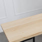 Mesa de comedor rectangular natural, mesa de altura de barra de madera maciza con pedestal y estantes