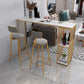 Glam 1/3 Pieces Bar Table Set Rectangle Stone Counter Table with Stools for Balcony