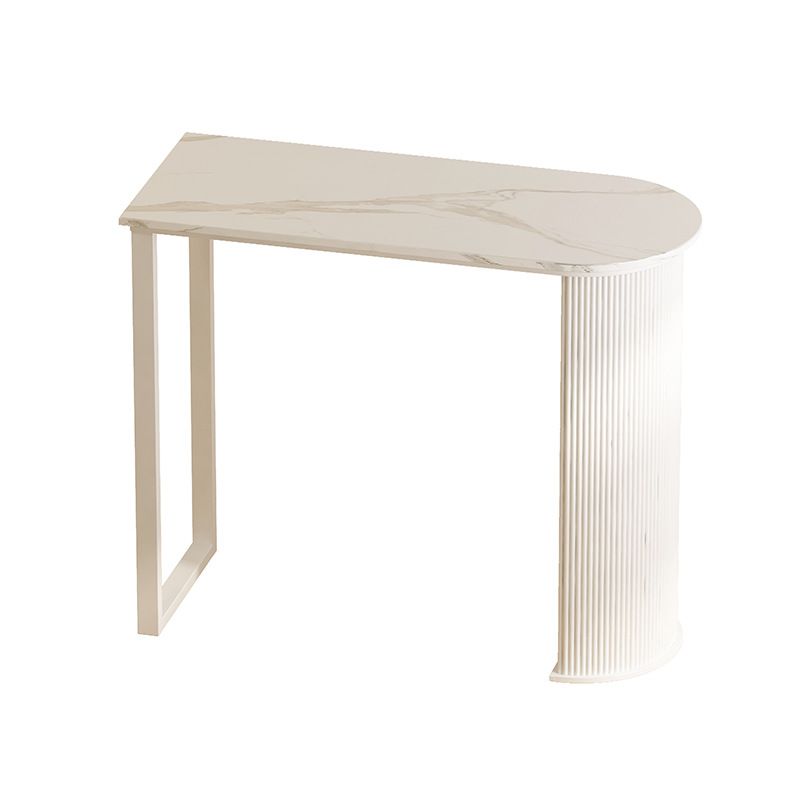 Industrial White Stone Pub Bar Table Indoor Steel Bar Dining Table with Double Pedestal Clearhalo 'Bar Furniture' 'Bar Tables' 'bar_tables' 'furn' 'furn_bar_tables' 'Furniture' 'furniture_bar_tables' 'Kitchen & Dining Furniture' 1200x1200_ae70cfa6-c43e-4ff3-978e-13eacd047815