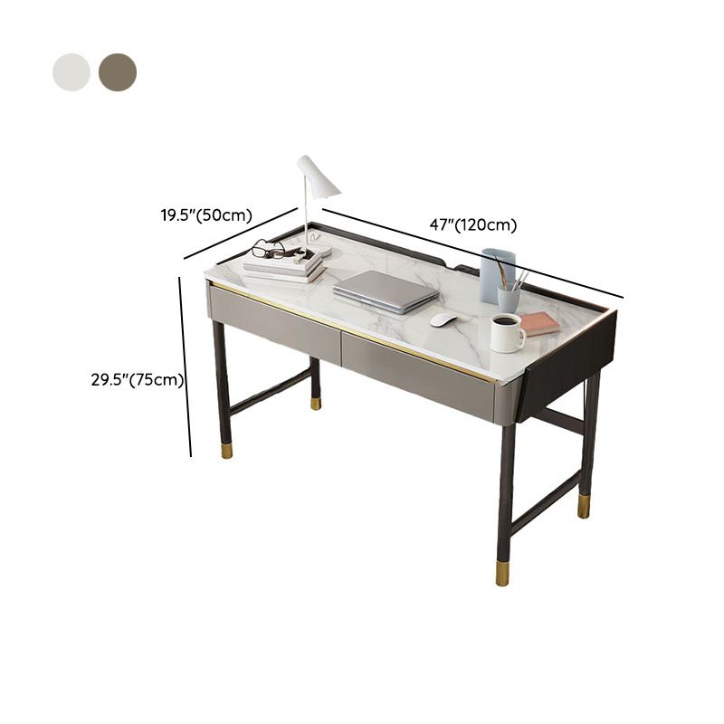 2 cajones escritorio de oficina contemporáneo escritorio de computadora antiguo con patas de metal