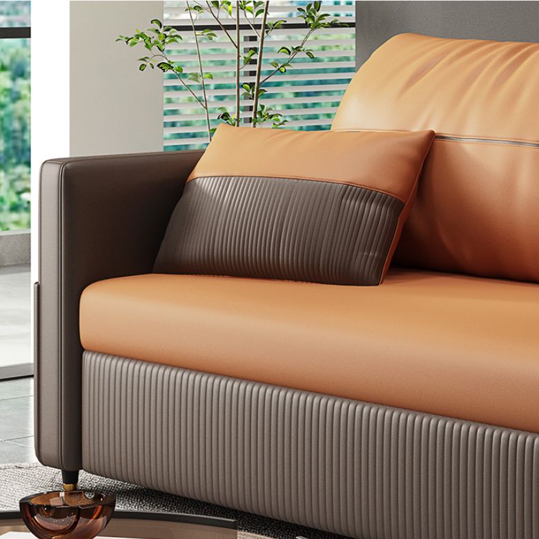 Contemporary Futon Sofa Bed with Storage Pillow Back Square Arms Sleeper Sofa Clearhalo 'furn' 'furn_futons' 'Furniture' 'Futons & Daybeds' 'Futons' 'Living Room Furniture' 1200x1200_ae725519-5f4c-420b-b36c-286758438f45