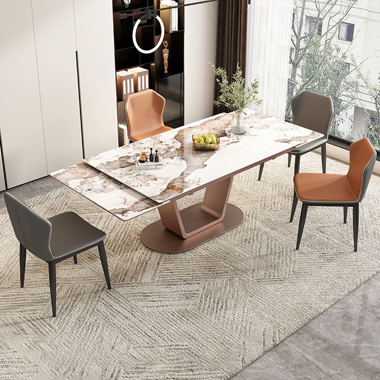 Contemporary 1/4/5/7 Pieces Dining Set Rectangle Dining Table with Pedestal Base Clearhalo 'Dining Room Sets' 'Dining Tables & Seating' 'dining_room_set' 'furn' 'furn_dining_room_set' 'Furniture' 'furniture_dining_room_set' 'Kitchen & Dining Furniture' 'kitchen&dining_furn' 'kitchen' 1200x1200_ae728970-9f38-4c0e-b445-b57a5f8c2825