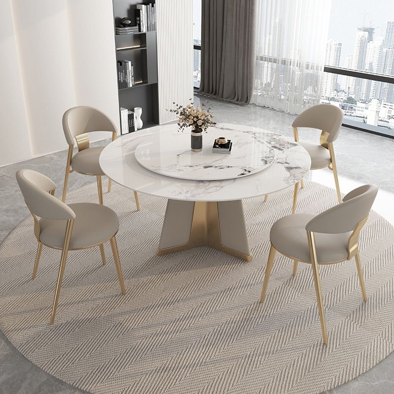 Modern Round Dinner Table Steel Base Stone Dining Table for Home Clearhalo 'Dining Tables & Seating' 'Dining Tables' 'dining_table' 'furn' 'furn_dining_table' 'Furniture' 'Kitchen & Dining Furniture' 1200x1200_ae7291f5-3ecd-4bf5-9391-16a0f8581f3b