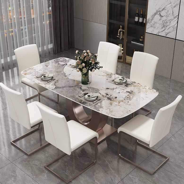Luxury Sintered Stone Top Table Rectangle Indoor Table with Gold Metal Pedestal Clearhalo 'Dining Tables & Seating' 'Dining Tables' 'dining_table' 'furn' 'furn_dining_table' 'Furniture' 'furniture_dining_table' 'Kitchen & Dining Furniture' 'kitchen' 'kitchen_dining_table' 1200x1200_ae7320e7-4f09-41e1-aee4-0f8cb1c8ed8d