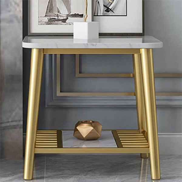 Rectangle Slate Top Side Table 21.65" Tall Metal 4 Legs End Table with Shelf Clearhalo 'Coffee & Accent Tables' 'End & Side Tables' 'end_side_tables' 'furn' 'furn_end_side_tables' 'Furniture' 'Living Room Furniture' 1200x1200_ae73be2c-b322-4f4d-9998-0433dcdbec52