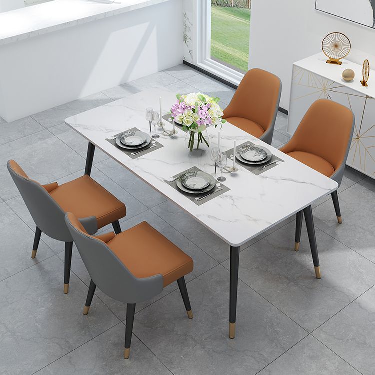 4-foot Stone Table Glam Rectangle Matte Finish Dining Table for Restaurant Clearhalo ' dining_table' 'Dining Tables & Seating' 'Dining Tables' 'Furniture' 'furniture_dining_table' 'Kitchen & Dining Furniture' 'kitchen&dining_furn' 'kitchen' 'kitchen_dining_table' 1200x1200_ae741700-9224-4154-8023-c7bb9dd5bff1