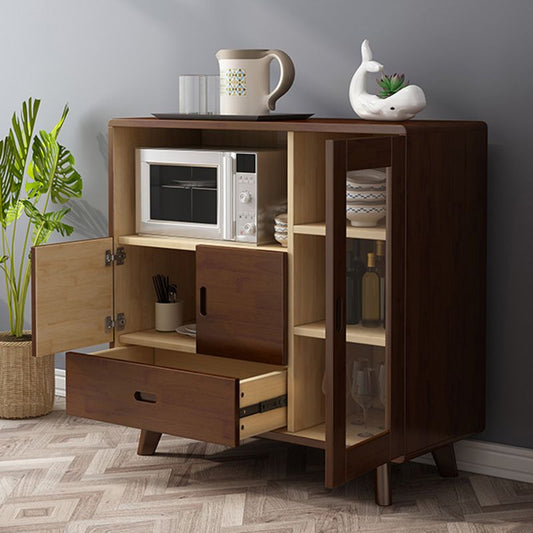 Tavolo da buffet in stile moderno in legno massiccio da 38,8 pollici con armadio e cassetti