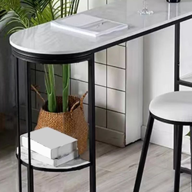 Moderne stijl balktafel stenen top pubtafel met opbergrek