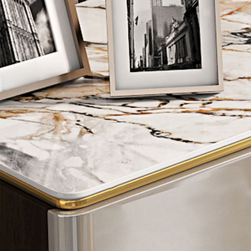 Tavolo la sideboard glam con cassetti in pietra e server di pranzo in legno ingegnerizzato