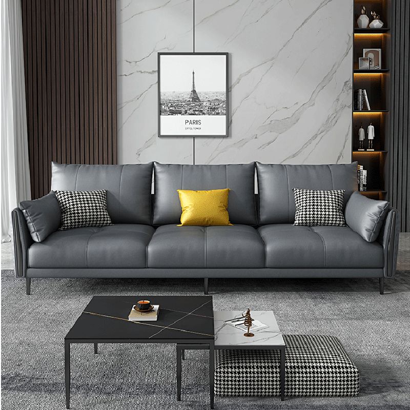 36" High Modern Faux Leather Square Arm Standard Sofa with Bolster Pillows for Living Room Clearhalo 'furn' 'furn_sofas' 'Furniture' 'furniture_sofas' 'Living Room Furniture' 'Sofa' 'sofas' 1200x1200_ae790742-c752-4992-a057-12d3b9133c54