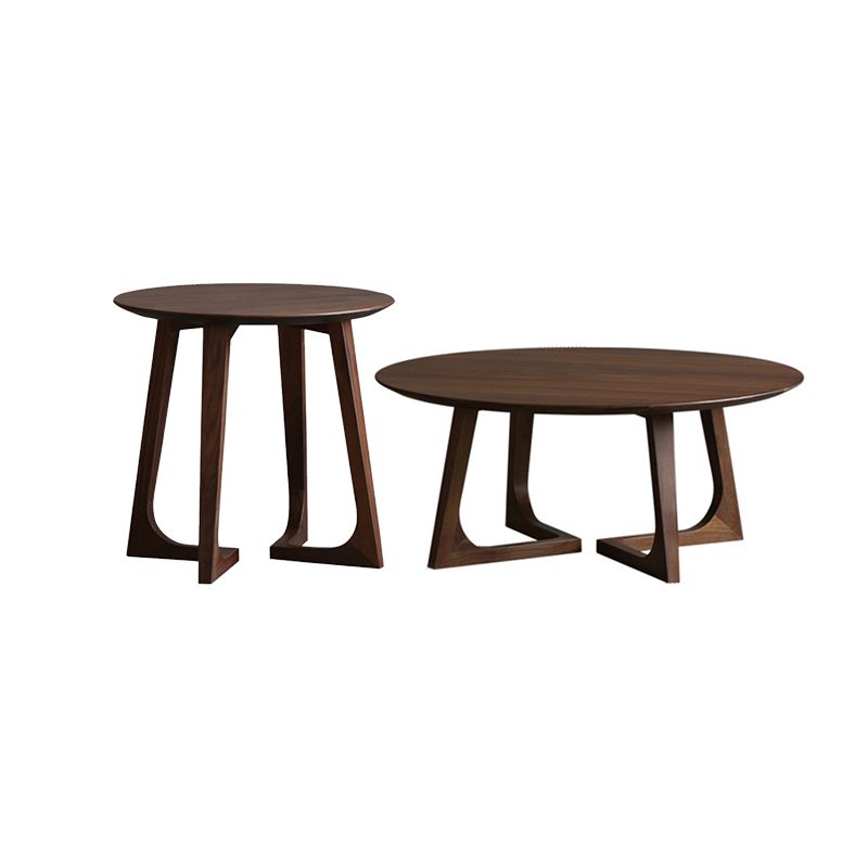 Solid Wood Round Coffee Table in Brown Scandinavian 2 Pieces Cocktail Table Set Clearhalo 'Coffee & Accent Tables' 'Coffee Tables' 'coffee_tables' 'furn' 'furn_coffee_tables' 'Furniture' 'Living Room Furniture' 1200x1200_ae79ff47-7e24-47b7-b6e3-51141b487ff4
