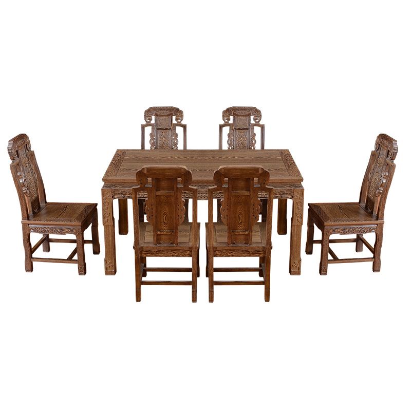 Traditional Style Solid Wood Dining Set with Fixed Table and 4 Legs Base for Home Use Clearhalo 'Dining Room Sets' 'Dining Tables & Seating' 'dining_room_set' 'furn' 'furn_dining_room_set' 'Furniture' 'furniture_dining_room_set' 'Kitchen & Dining Furniture' 'kitchen&dining_furn' 'kitchen' 1200x1200_ae7a4b59-252e-453b-bcad-25d2c9b76bbc