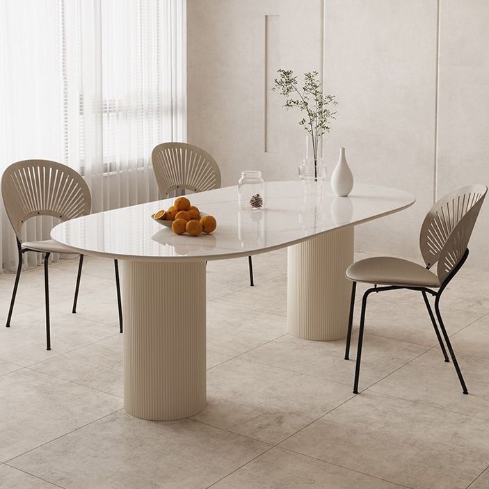 Slate and Metal Table Glam Style Simple Home Oval Dining Table