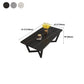 Glam Style Rectangular Slate Table with Trestle Shaped Base Design Coffee Table