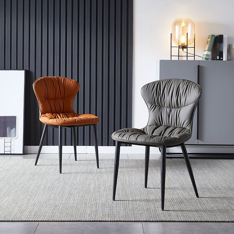 Contemporary Dining Armless Chair Matte Finish Leather Curved Parsons Side Chair Clearhalo ' kitchen&dining_furn' 'Dining Chairs' 'Dining Tables & Seating' 'dining_chair' 'Furniture' 'furniture_dining_chair' 'Kitchen & Dining Furniture' 'kitchen' 1200x1200_ae8018ed-0bc2-492b-988d-c27ecc30aba9