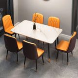 Steintisch zeitgenössischer Rechtecktisch mit 4 Beinen in Schwarz