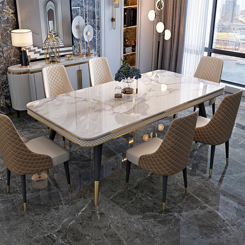 Sintered Stone Dining Table Luxury Style 4 Legs Base Table for Dining Room Clearhalo ' dining_table' 'Dining Tables & Seating' 'Dining Tables' 'furn' 'furn_dining_table' 'Furniture' 'furniture_dining_table' 'Kitchen & Dining Furniture' 'kitchen&dining_furn' 'kitchen' 'kitchen_dining_table' 1200x1200_ae81e484-7bfc-40dc-8b2d-a18b6c95550c