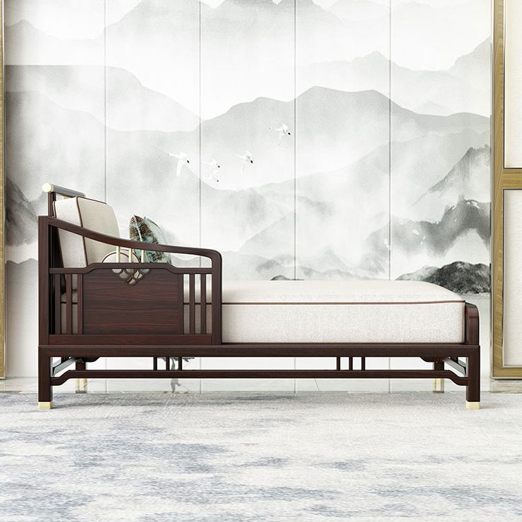 Traditional Style Cotton Chaise Lounge Bedroom Recessed Arms Chaise