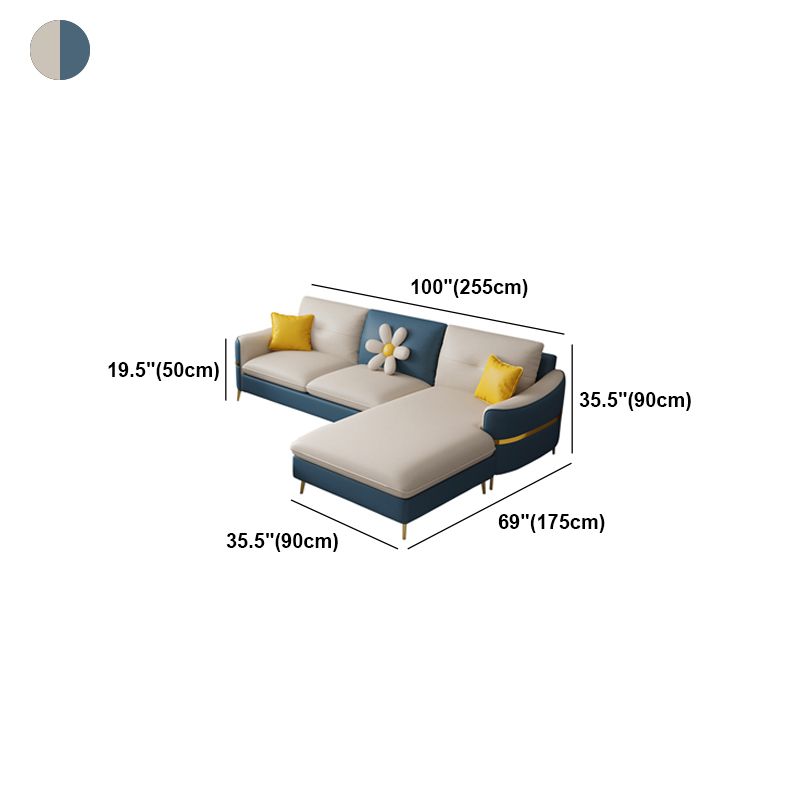 Faux Leather Square Arm Sofa with Pillows, 3/4 seat Sofa for Living Room Clearhalo 'furn' 'furn_sectionals' 'Furniture' 'Living Room Furniture' 'Sectionals' 1200x1200_ae831b0f-bacb-4059-93d8-bb4c6918a17a