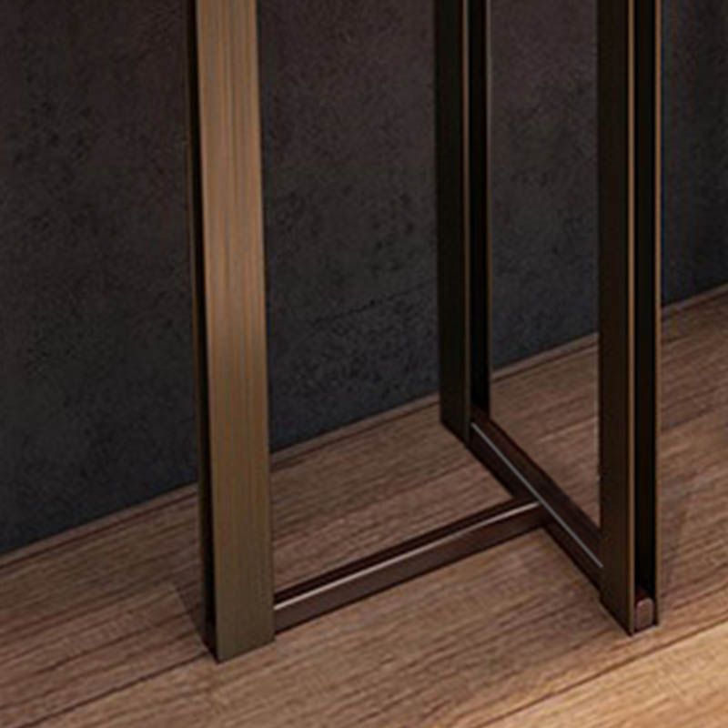 Modern Rectangular Console Table Stone Console Sofa Table in White and Gold