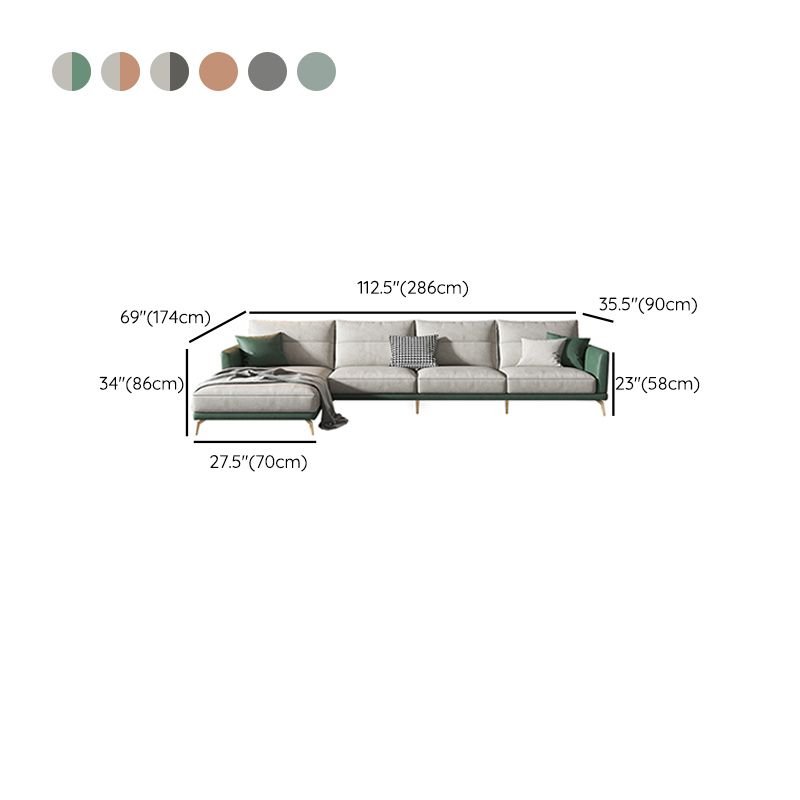 68 "" de large glamour canapé en cuir en cuir en L sectionnelles de dos