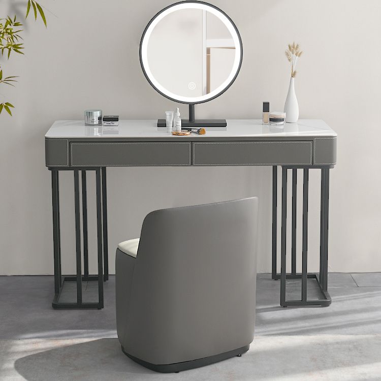 Tavolo da trucco top moderno in pietra con 2 cassetti per la camera da letto