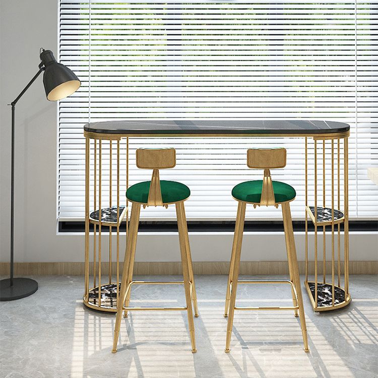Oval Sintered Stone Bar Table Metal Base Dining Table with Storage Shelves Clearhalo 'Bar Furniture' 'Bar Tables' 'bar_tables' 'furn' 'furn_bar_tables' 'Furniture' 'Kitchen & Dining Furniture' 1200x1200_ae8617b9-33b3-4101-8af0-2312781f1f4a