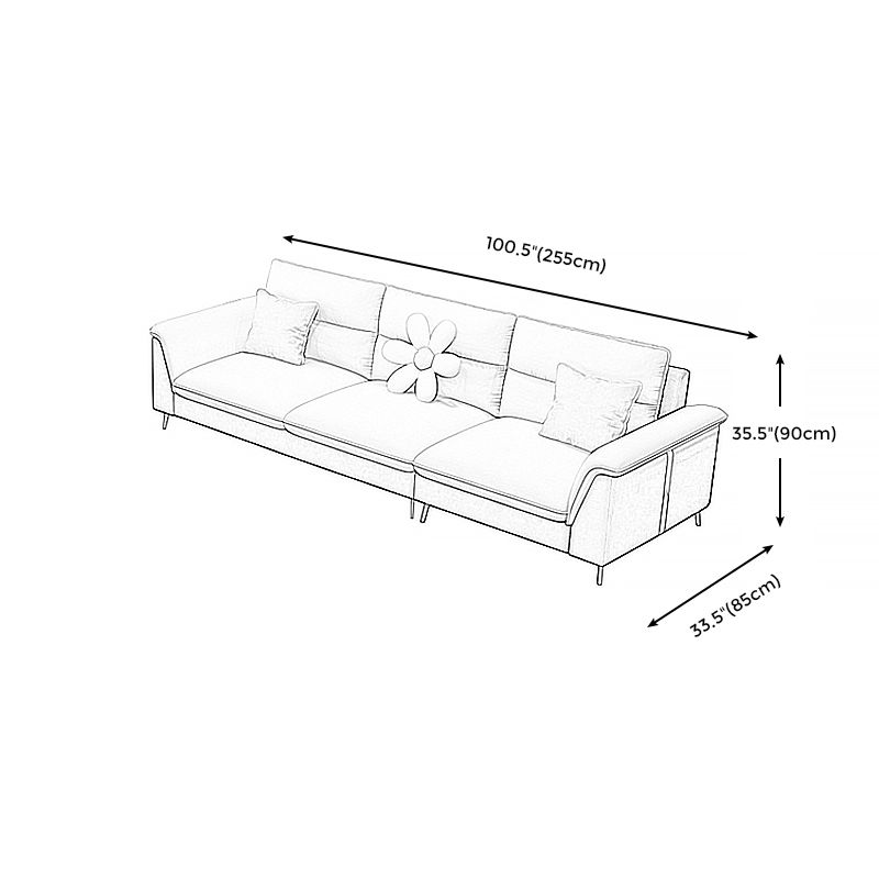 Modern Faux Leather Square Arm Sofa with Bolster Pillows for Living Room Clearhalo 'furn' 'furn_sectionals' 'Furniture' 'furniture_sectionals' 'kitchen' 'kitchen_sectionals' 'Living Room Furniture' 'Sectionals' 1200x1200_ae86a54b-7a9b-4ec2-b5dc-475b89f98284