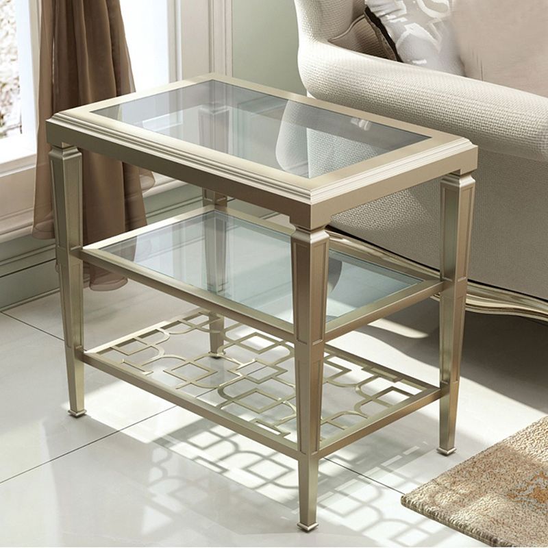 Modernistic Rectangular Side Table 26" Tall 4 Legs End Table