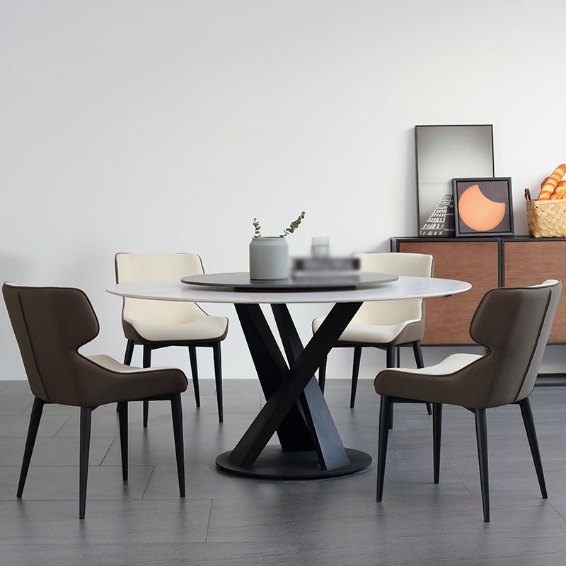 Modern 1/3/4/5/7 Pieces Dinette Set with White Sintered Stone Top Round Dining Table Set Clearhalo 'Dining Room Sets' 'Dining Tables & Seating' 'dining_room_set' 'furn' 'furn_dining_room_set' 'Furniture' 'furniture_dining_room_set' 'Kitchen & Dining Furniture' 1200x1200_ae878ea9-3bbf-40d0-b534-684a75902eb5