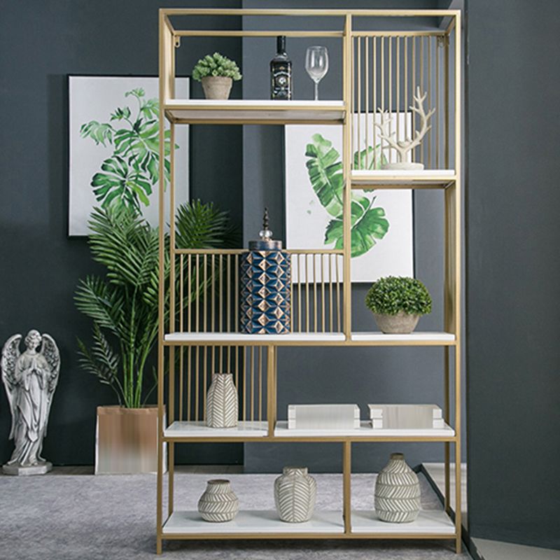 Glam Vertical Open Book Shelf Metal Etagere Shelf Bookcase for Office Clearhalo 'Bookcases' 'furn' 'furn_bookcases' 'Furniture' 'Office Furniture' 1200x1200_ae897d36-5823-437c-b344-167838d66216
