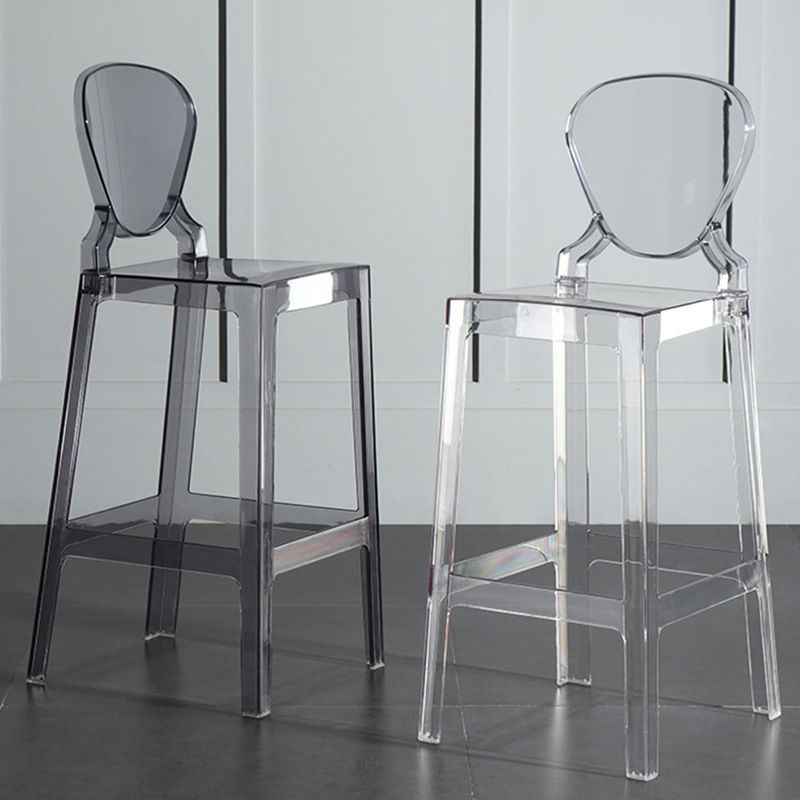 Footrest Furniture Modern Style Plastic Low Back Counter Stool with 4 Legs