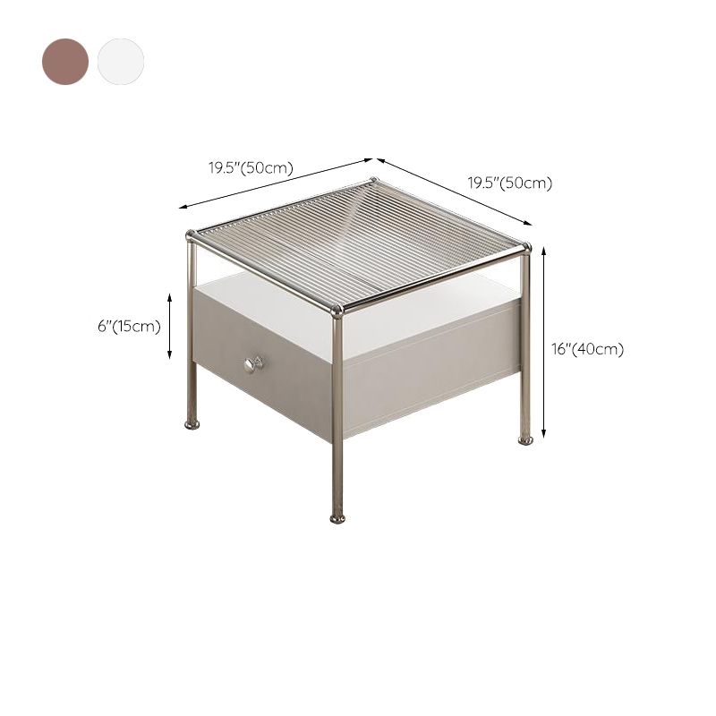 Modern 2 Nesting Glass Coffee Table Set Steel 4 Legs 1 - Drawer Cocktail Table Clearhalo 'Coffee & Accent Tables' 'Coffee Tables' 'coffee_tables' 'furn' 'furn_coffee_tables' 'Furniture' 'Living Room Furniture' 1200x1200_ae902fbf-f52c-40d8-a541-40ff7c07beaf