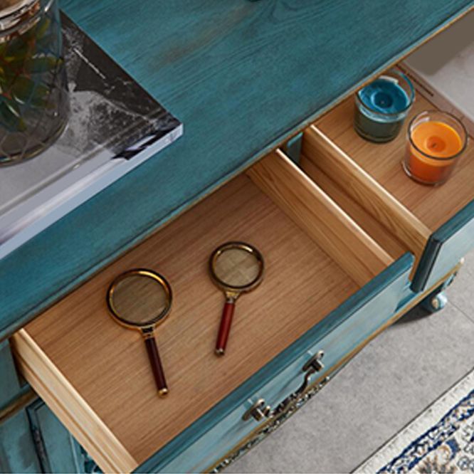 Cabinet di accento in legno solido industriale con 2 cassetti e 2 porte