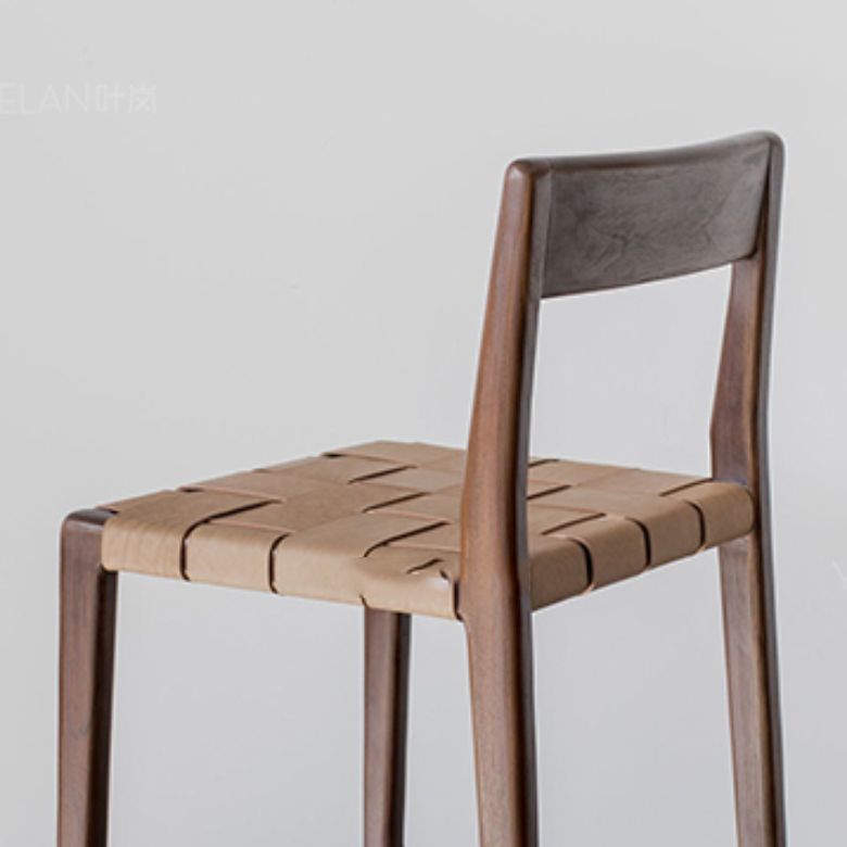 Tabouret de bar en faux cuir contemporain 37,4 pouces avec base en bois massif