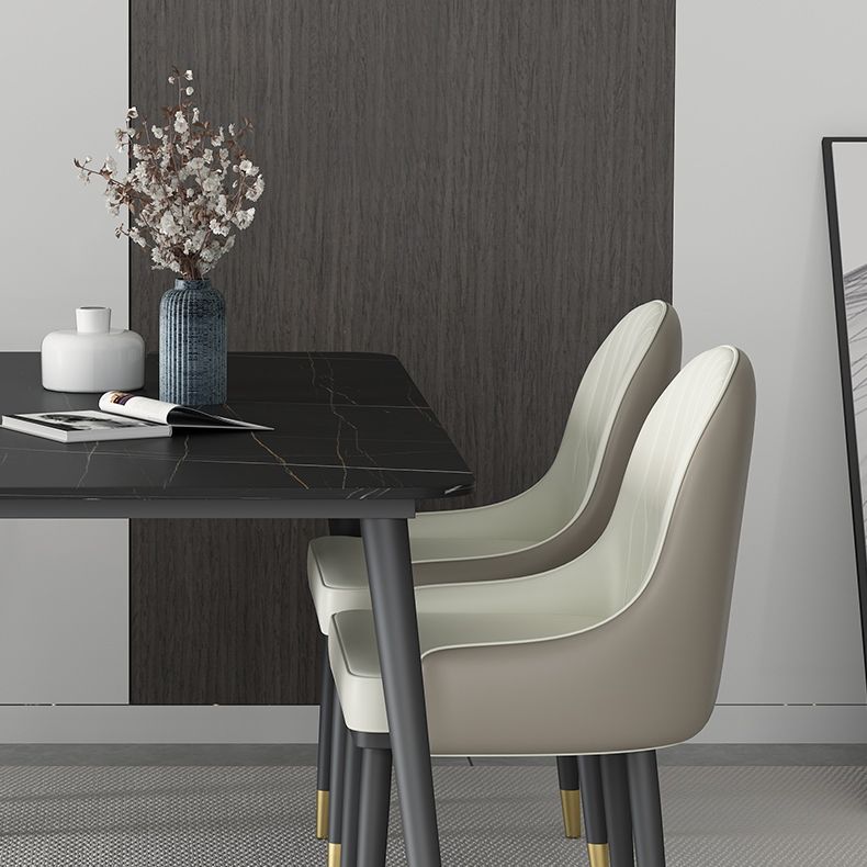 長方形のダイニングテーブルセット1/5/7 PCS布張りの椅子付きの焼結石ダイニングテーブル