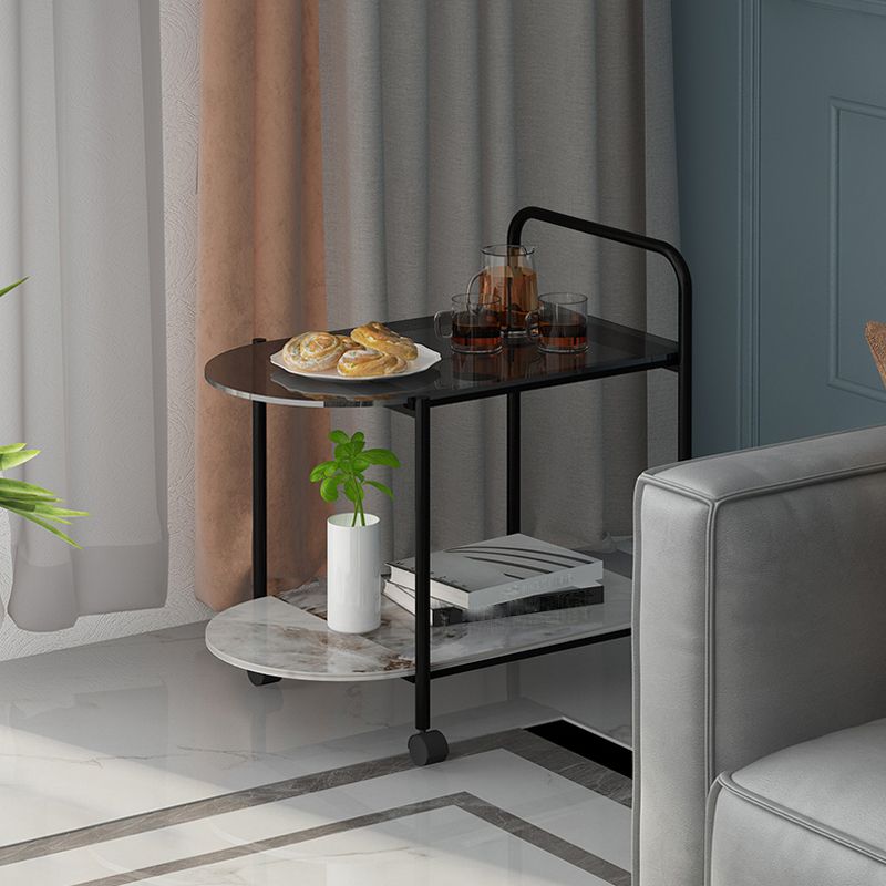 Modern Glass Top Side Table 27.55-inch 4 Legs End Table with Casters