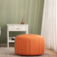 Orange Leather Pouf Modern Round Pure Color Pouf for Drawing Room
