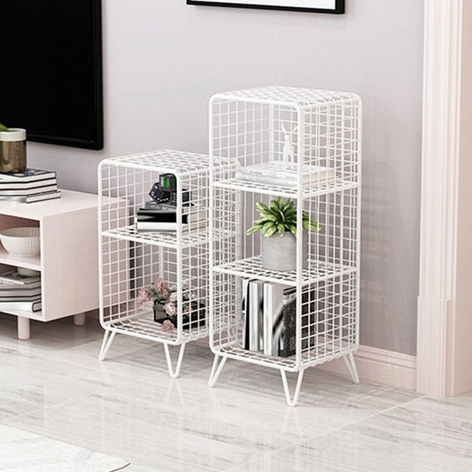 Glam Style Antique Finish Shelf Bookcase Metal Standard Bookshelf